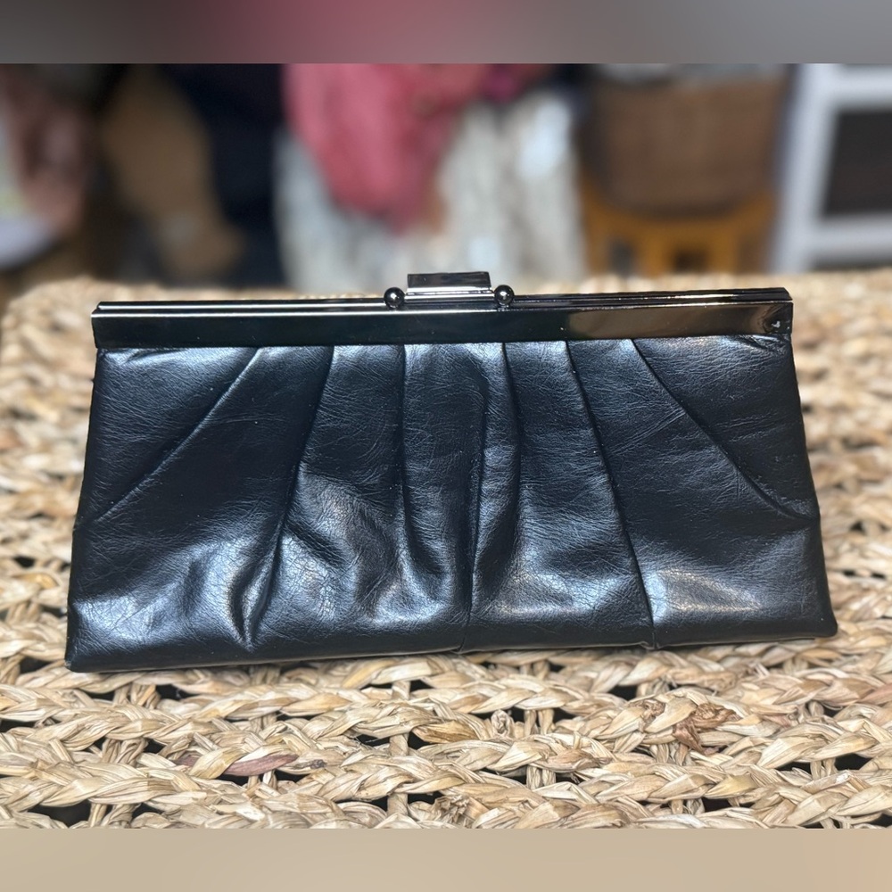 Jessica McClintock Blackβ Kiss Lock Clutch Y2K Pleated Evening Bag